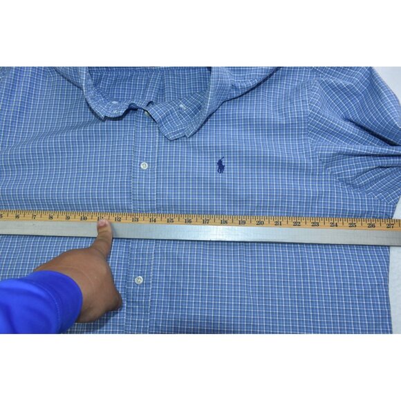 Ralph Lauren Classic Fit Mens Shirt Size XXL Blue White Plaid Button Down Cotton - Picture 9 of 12